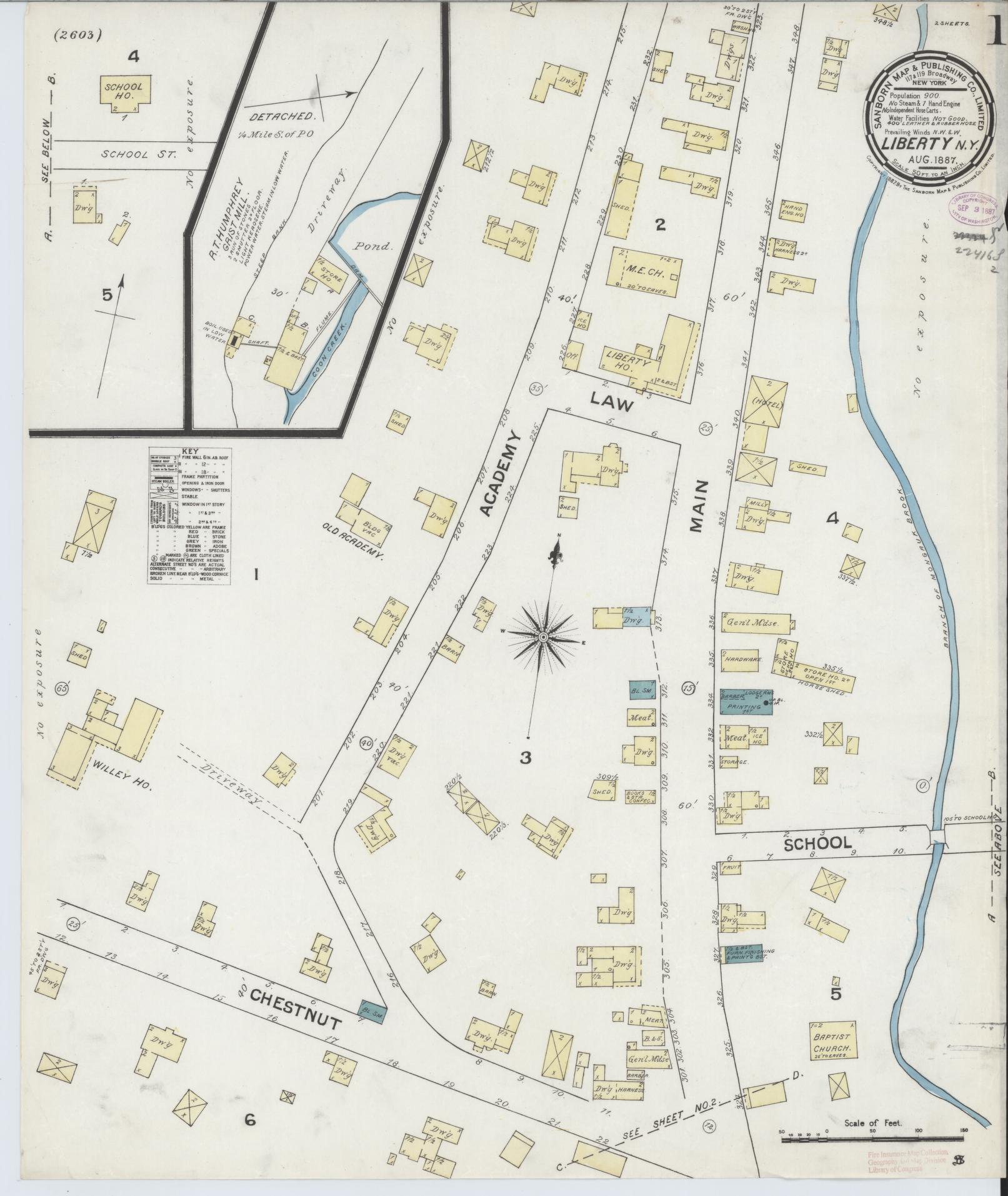 Sanborn Fire Insurance Map from Liberty, Sullivan County, New York. (1887) – Historic Sanborn Fire Insurance Map Print