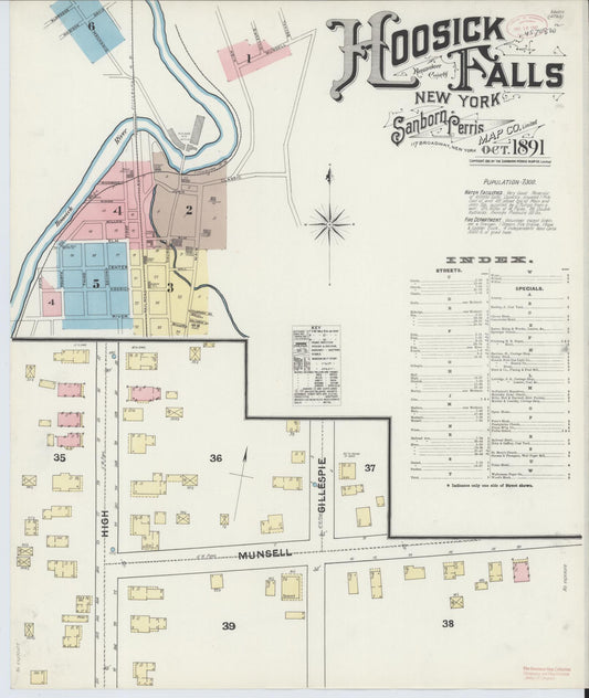 Sanborn Fire Insurance Map from Hoosick Falls, Rensselaer County, New York. (1891) – Historic Sanborn Fire Insurance Map Print
