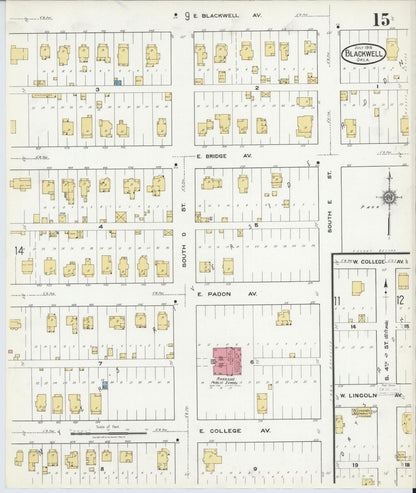 Sanborn Fire Insurance Map from Blackwell, Kay County, Oklahoma (1918), Sheet #0015 - Complete Map Set gallery image, historic Sanborn map, vintage wall art, Oklahoma Oklahoma
