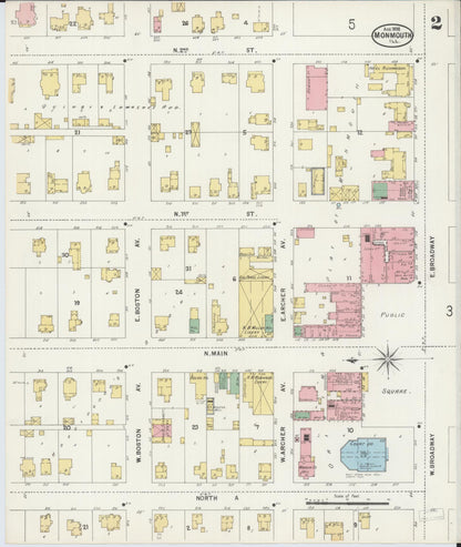 Sanborn Fire Insurance Map from Monmouth, Warren County, Illinois (1898), Sheet #0002 - Complete Map Set gallery image, historic Sanborn map, vintage wall art, Illinois Illinois