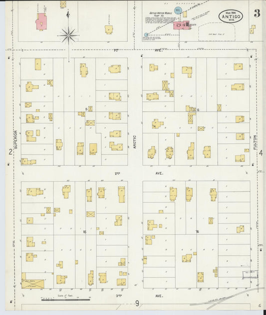 Sanborn Fire Insurance Map from Antigo, Langlade County, Wisconsin (1904), Sheet #0003 - Historic Sanborn Fire Insurance Map Print, vintage old map wall art, antique decor, genealogy gift, Wisconsin Wisconsin map