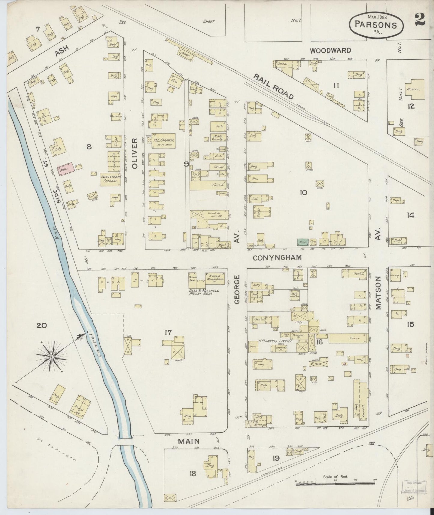 Sanborn Fire Insurance Map from Parsons, Luzerne County, Pennsylvania (1888), Sheet #0002 - Complete Map Set gallery image, historic Sanborn map, vintage wall art, Pennsylvania Pennsylvania