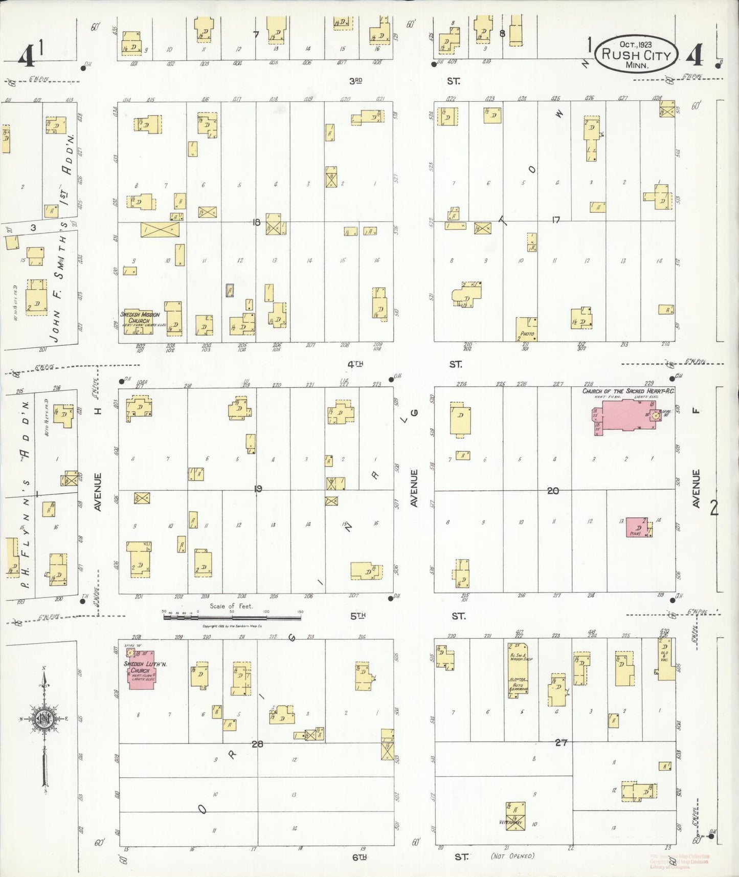 Sanborn Fire Insurance Map from Rush City, Chisago County, Minnesota (1923), Sheet #0004 - Complete Map Set gallery image, historic Sanborn map, vintage wall art, Minnesota Minnesota