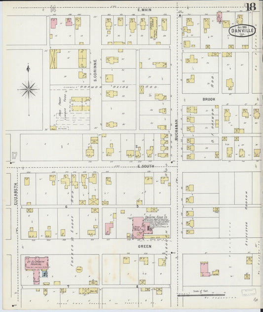 Sanborn Fire Insurance Map from Danville, Vermilion County, Illinois (1895), Sheet #0018 - Historic Sanborn Fire Insurance Map Print, vintage old map wall art, antique decor, genealogy gift, Illinois Illinois map