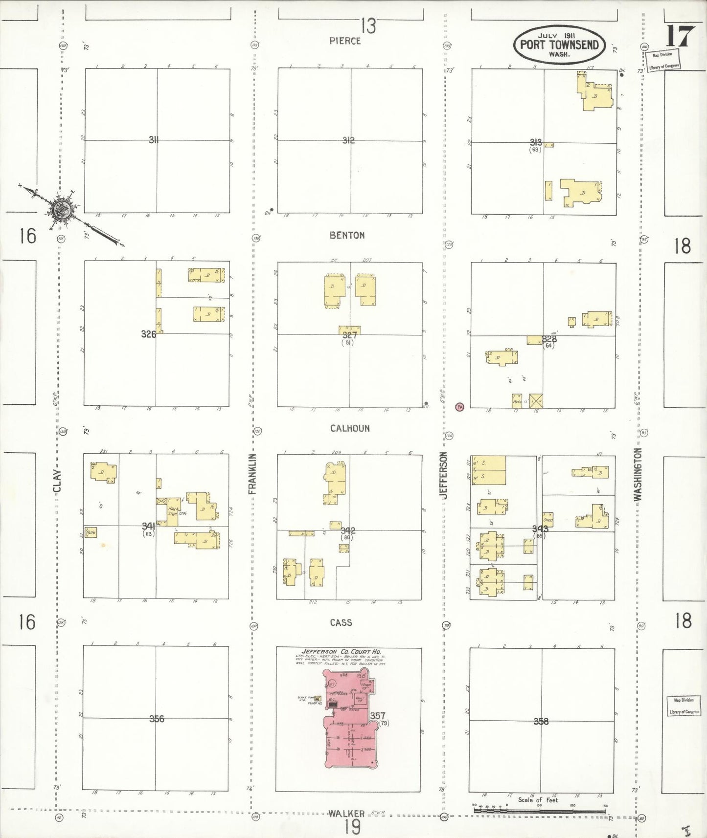 Sanborn Fire Insurance Map from Port Townsend, Jefferson County, Washington (1911), Sheet #0017 - Complete Map Set gallery image, historic Sanborn map, vintage wall art, Washington Washington