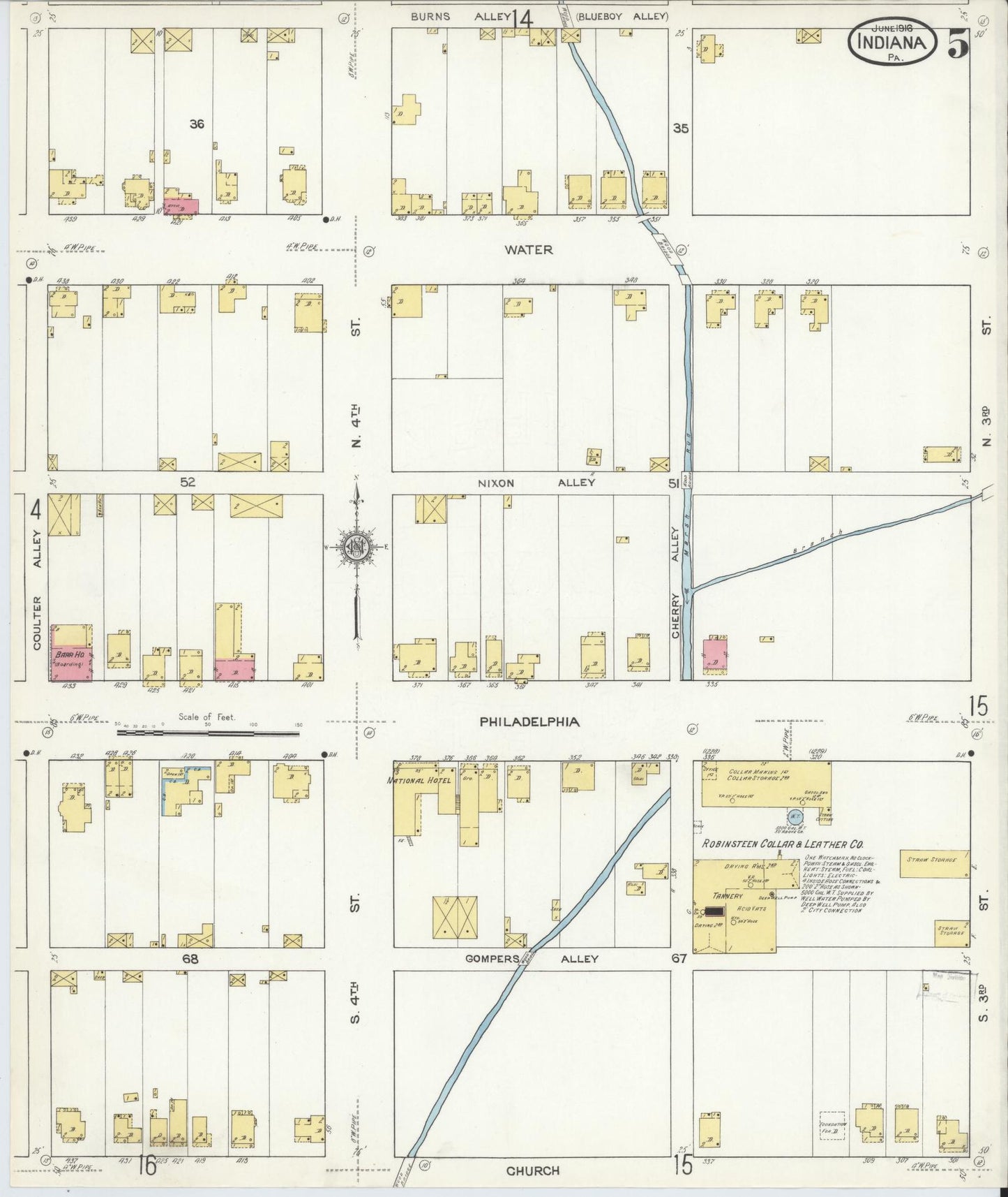 Sanborn Fire Insurance Map from Indiana, Indiana County, Pennsylvania (1916), Sheet #0005 - Historic Sanborn Fire Insurance Map Print, vintage old map wall art, antique decor, genealogy gift, Sanborn Fire Insurance Map from Indiana Indiana map