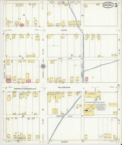 Sanborn Fire Insurance Map from Indiana, Indiana County, Pennsylvania (1916), Sheet #0005 - Historic Sanborn Fire Insurance Map Print, vintage old map wall art, antique decor, genealogy gift, Sanborn Fire Insurance Map from Indiana Indiana map