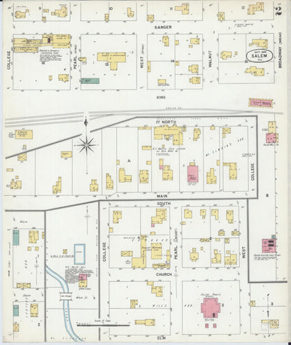 Sanborn Fire Insurance Map from Salem, Marion County, Illinois (1902), Sheet #0002 - Complete Map Set gallery image, historic Sanborn map, vintage wall art, Illinois Illinois