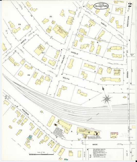 Sanborn Fire Insurance Map from Island Pond, Essex County, Vermont (1909), Sheet #0002 - Historic Sanborn Fire Insurance Map Print, vintage old map wall art, antique decor, genealogy gift, Vermont Vermont map