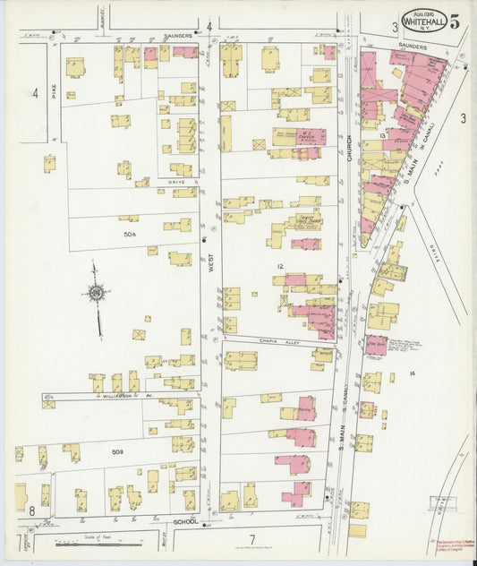 Sanborn Fire Insurance Map from Whitehall, Washington County, New York (1916), Sheet #0005 - Historic Sanborn Fire Insurance Map Print, vintage old map wall art, antique decor, genealogy gift, New York New York map