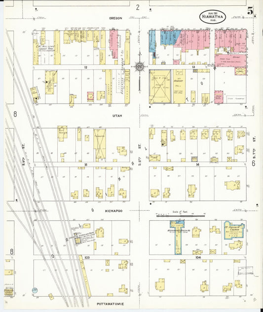 Sanborn Fire Insurance Map from Hiawatha, Brown County, Kansas (1911), Sheet #0005 - Historic Sanborn Fire Insurance Map Print, vintage old map wall art, antique decor, genealogy gift, Kansas Kansas map