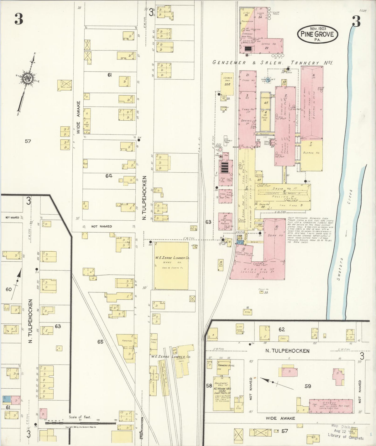 Sanborn Fire Insurance Map from Pine Grove, Schuylkill County, Pennsylvania (1923), Sheet #0003 - Historic Sanborn Fire Insurance Map Print, vintage old map wall art, antique decor, genealogy gift, Pennsylvania Pennsylvania map