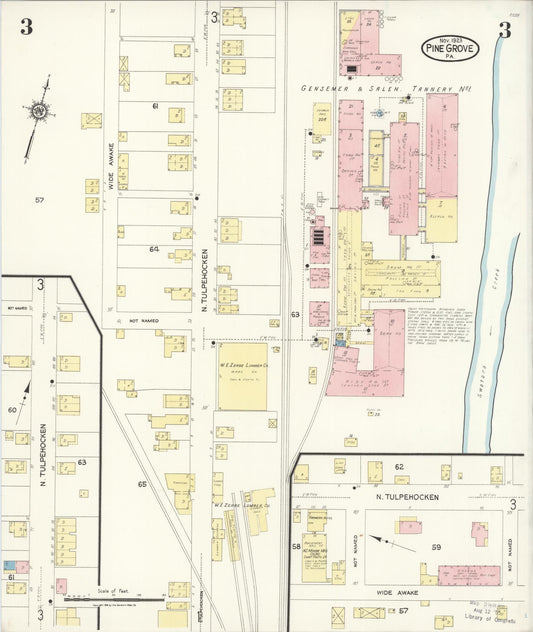 Sanborn Fire Insurance Map from Pine Grove, Schuylkill County, Pennsylvania (1923), Sheet #0003 - Historic Sanborn Fire Insurance Map Print, vintage old map wall art, antique decor, genealogy gift, Pennsylvania Pennsylvania map
