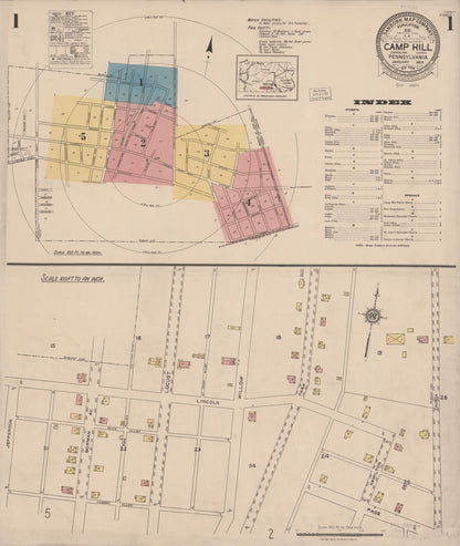 Sanborn Fire Insurance Map from Camp Hill, Cumberland County, Pennsylvania (1923), Sheet #0001 - Complete Map Set gallery image, historic Sanborn map, vintage wall art, Pennsylvania Pennsylvania