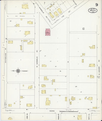 Sanborn Fire Insurance Map from Mena, Polk County, Arkansas (1914), Sheet #0009 - Complete Map Set gallery image, historic Sanborn map, vintage wall art, Arkansas Arkansas