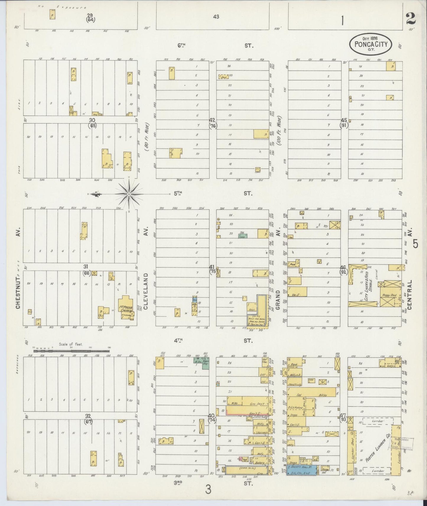 Sanborn Fire Insurance Map from Ponca City, Kay County, Oklahoma (1898), Sheet #0002 - Historic Sanborn Fire Insurance Map Print, vintage old map wall art, antique decor, genealogy gift, Oklahoma Oklahoma map