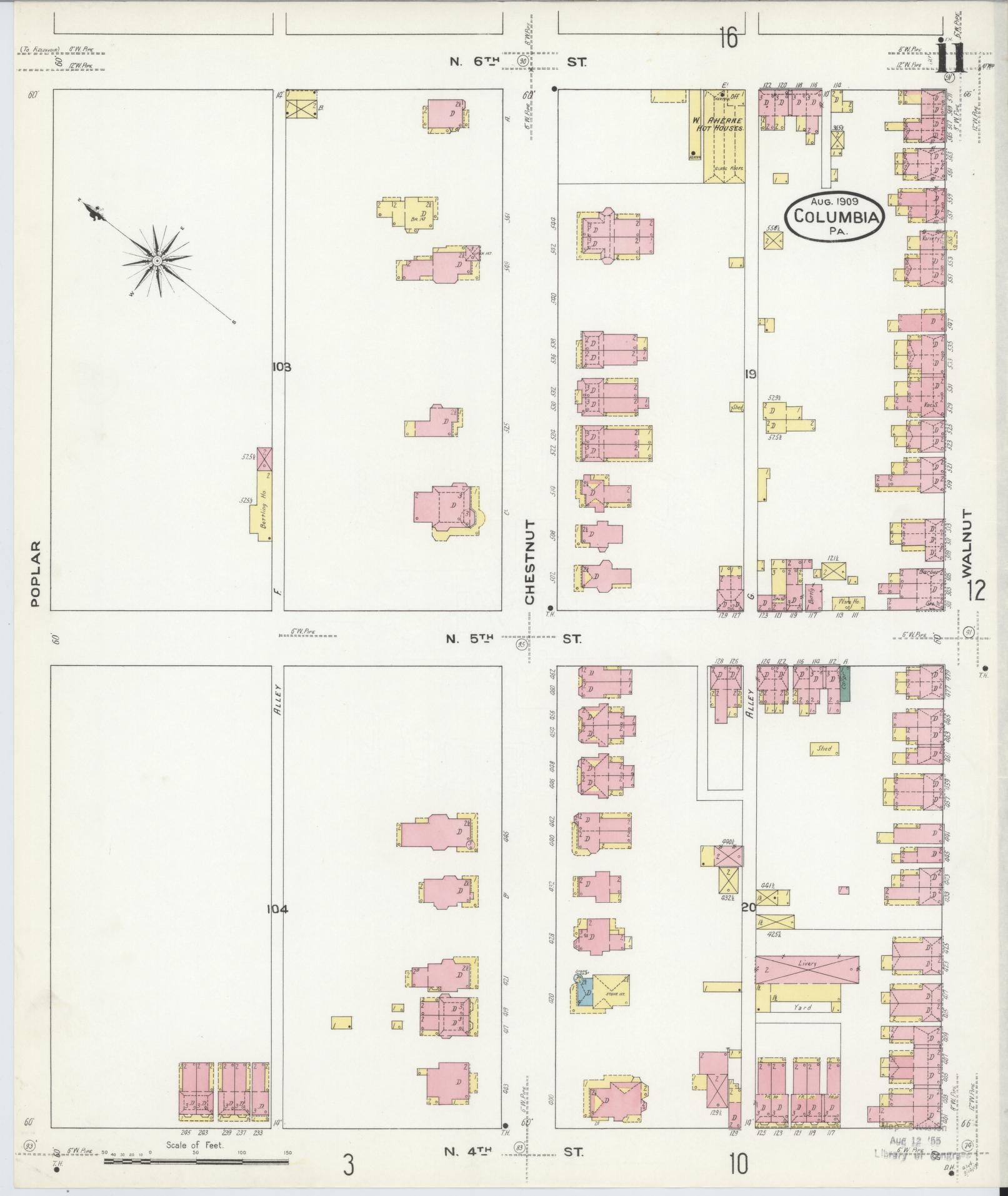 Sanborn Fire Insurance Map from Columbia, Lancaster County, Pennsylvania (1909), Sheet #0011 - Historic Sanborn Fire Insurance Map Print, vintage old map wall art, antique decor, genealogy gift, Pennsylvania Pennsylvania map