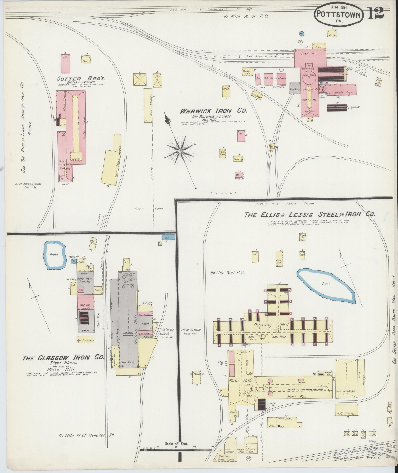 Sanborn Fire Insurance Map from Pottstown, Montgomery County, Pennsylvania (1891), Sheet #0012 - Complete Map Set gallery image, historic Sanborn map, vintage wall art, Pennsylvania Pennsylvania