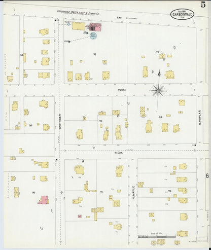 Sanborn Fire Insurance Map from Carbondale, Jackson County, Illinois (1906), Sheet #0005 - Complete Map Set gallery image, historic Sanborn map, vintage wall art, Illinois Illinois