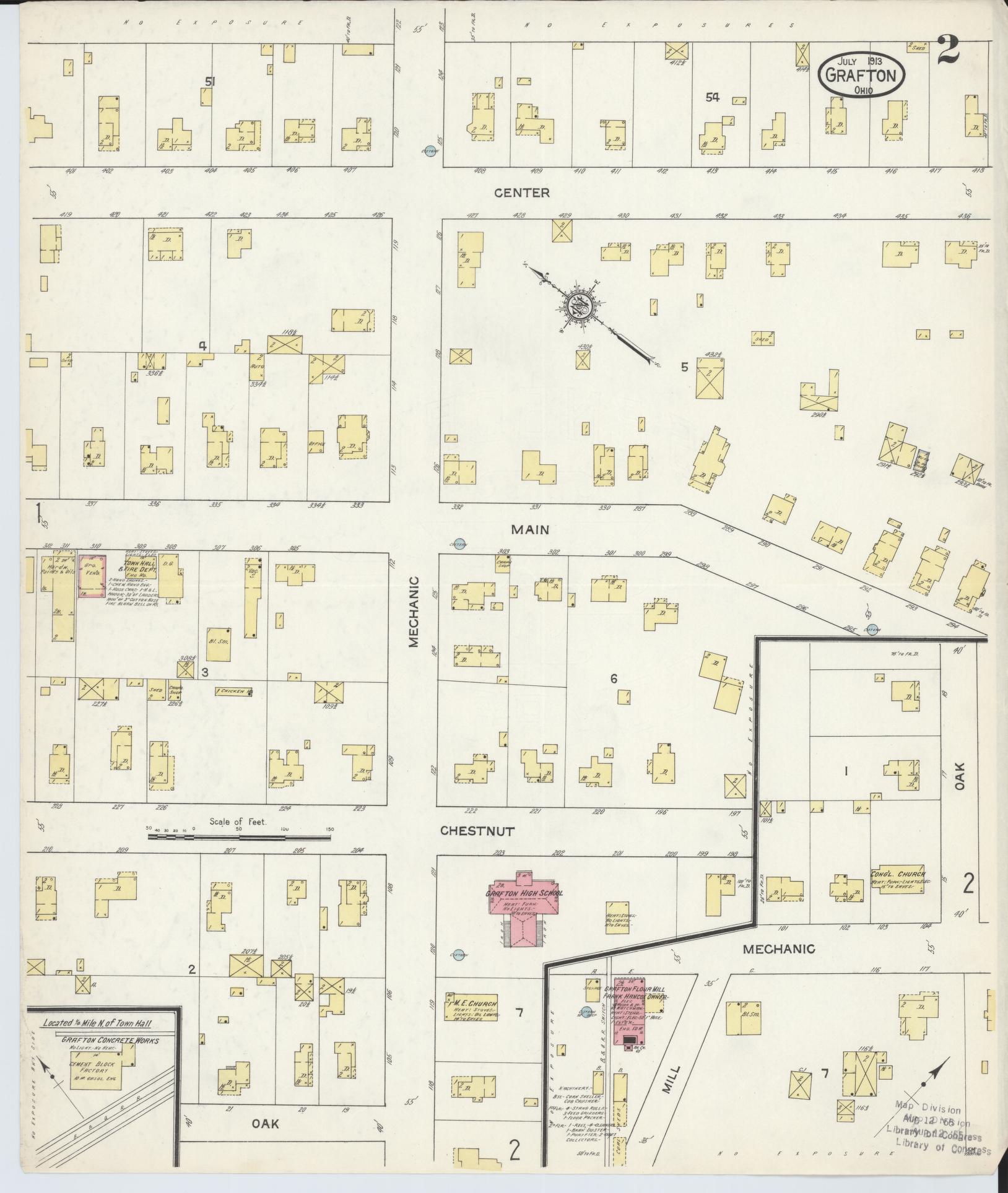 Sanborn Fire Insurance Map from Grafton, Lorain County, Ohio (1913), Sheet #0002 - Historic Sanborn Fire Insurance Map Print, vintage old map wall art, antique decor, genealogy gift, Ohio Ohio map