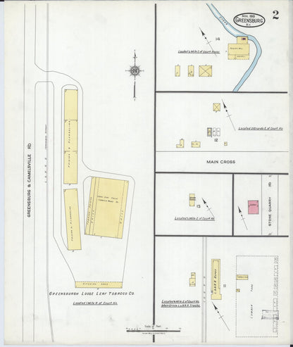 Sanborn Fire Insurance Map from Greensburg, Green County, Kentucky (1919), Sheet #0002 - Complete Map Set gallery image, historic Sanborn map, vintage wall art, Kentucky Kentucky