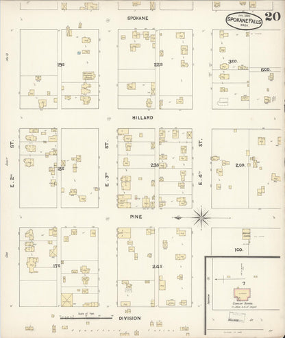 Sanborn Fire Insurance Map from Spokane, Spokane County, Washington (1890), Sheet #0020 - Complete Map Set gallery image, historic Sanborn map, vintage wall art, Washington Washington