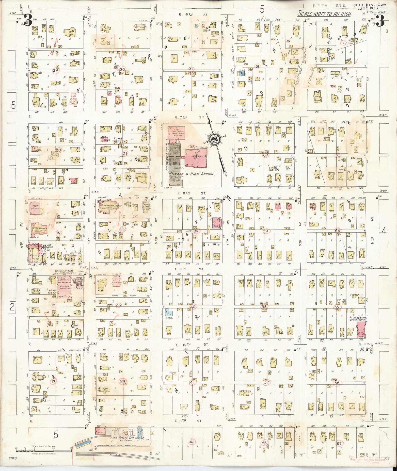 Sanborn Fire Insurance Map from Sheldon, O'Brien County, Iowa (1948), Sheet #0003 - Historic Sanborn Fire Insurance Map Print