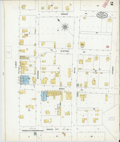 Sanborn Fire Insurance Map from Poteau, Le Flore County, Oklahoma (1901), Sheet #0002 - Complete Map Set gallery image, historic Sanborn map, vintage wall art, Oklahoma Oklahoma