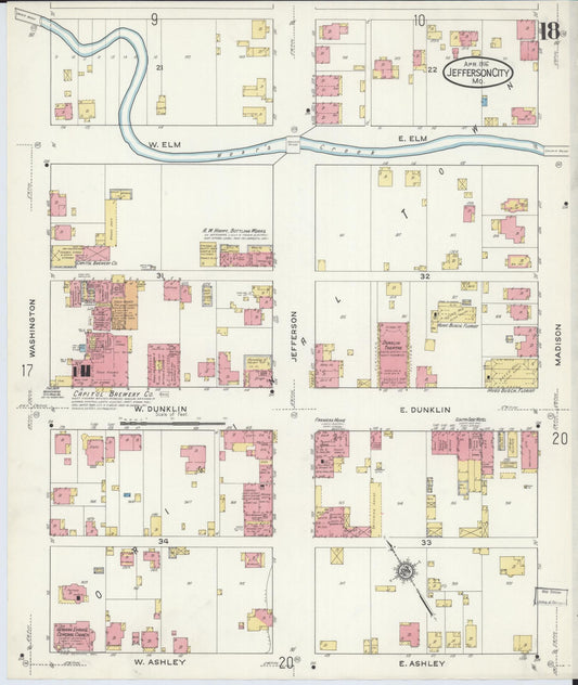Sanborn Fire Insurance Map from Jefferson City, Cole County, Missouri (1916), Sheet #0018 - Historic Sanborn Fire Insurance Map Print, vintage old map wall art, antique decor, genealogy gift, Missouri Missouri map