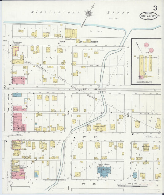 Sanborn Fire Insurance Map from Dallas City, Hancock County, Illinois (1912), Sheet #0003 - Historic Sanborn Fire Insurance Map Print, vintage old map wall art, antique decor, genealogy gift, Illinois Illinois map