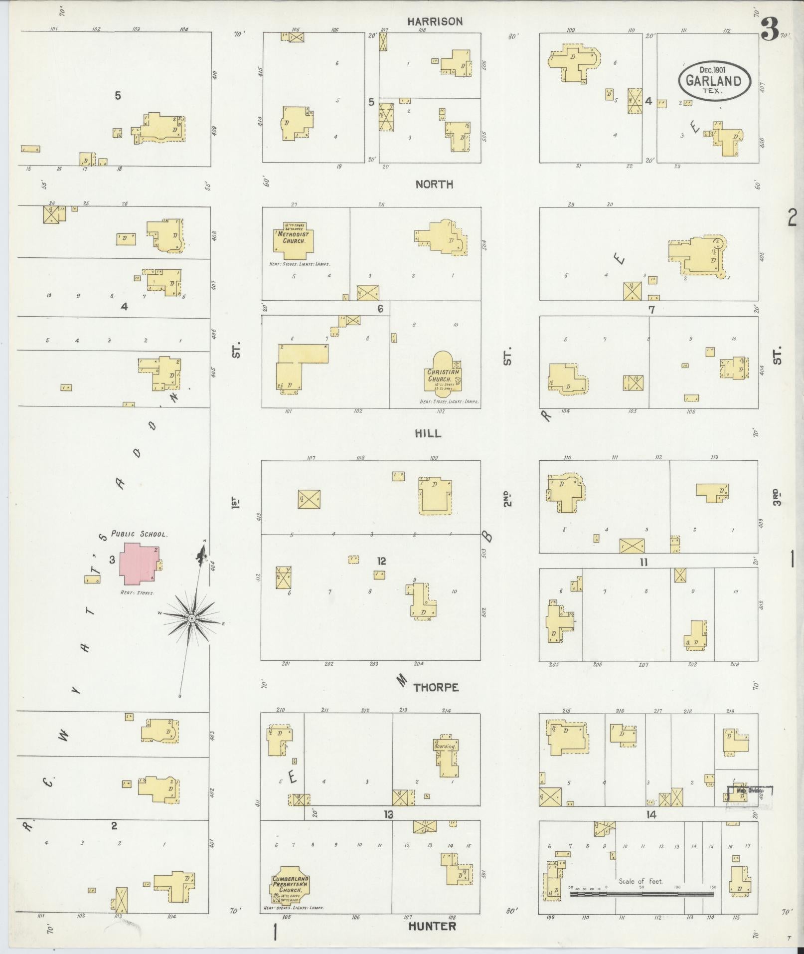Sanborn Fire Insurance Map from Garland, Dallas County, Texas (1901), Sheet #0003 - Complete Map Set gallery image, historic Sanborn map, vintage wall art, Texas Texas