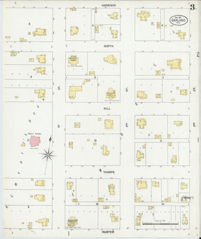 Sanborn Fire Insurance Map from Garland, Dallas County, Texas (1901), Sheet #0003 - Complete Map Set gallery image, historic Sanborn map, vintage wall art, Texas Texas