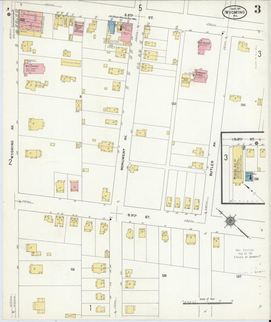 Sanborn Fire Insurance Map from Wyoming, Luzerne County, Pennsylvania (1911), Sheet #0003 - Historic Sanborn Fire Insurance Map Print, vintage old map wall art, antique decor, genealogy gift, Wyoming Wyoming map