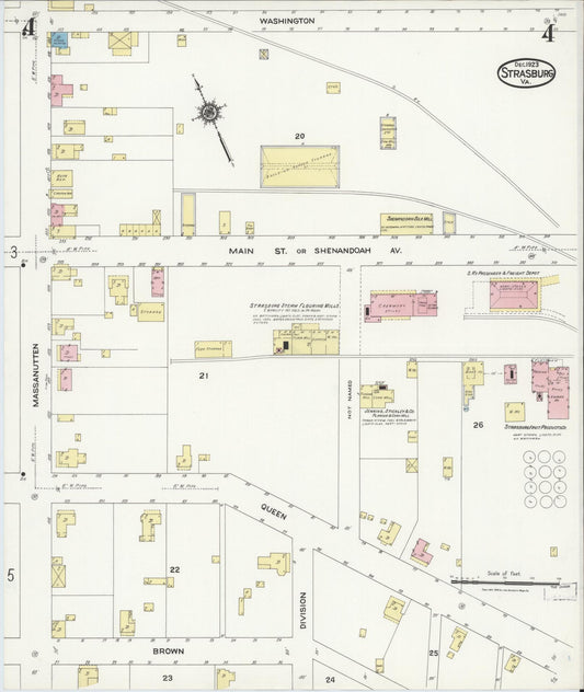 Sanborn Fire Insurance Map from Strasburg, Shenandoah County, Virginia (1923), Sheet #0004 - Historic Sanborn Fire Insurance Map Print, vintage old map wall art, antique decor, genealogy gift, Virginia Virginia map