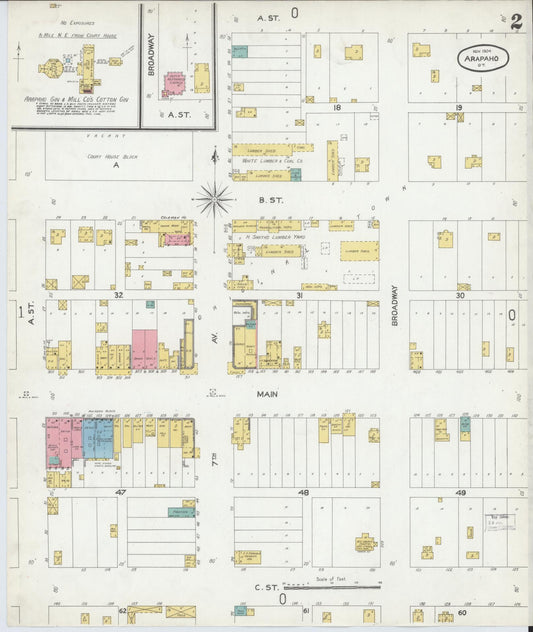 Sanborn Fire Insurance Map from Arapaho, Custer County, Oklahoma (1904), Sheet #0002 - Historic Sanborn Fire Insurance Map Print, vintage old map wall art, antique decor, genealogy gift, Oklahoma Oklahoma map