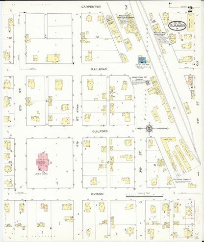 Sanborn Fire Insurance Map from Sumner, Bremer County, Iowa (1913), Sheet #0002 - Historic Sanborn Fire Insurance Map Print, vintage old map wall art