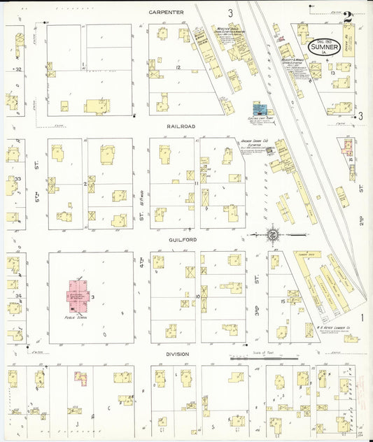 Sanborn Fire Insurance Map from Sumner, Bremer County, Iowa (1913), Sheet #0002 - Historic Sanborn Fire Insurance Map Print, vintage old map wall art