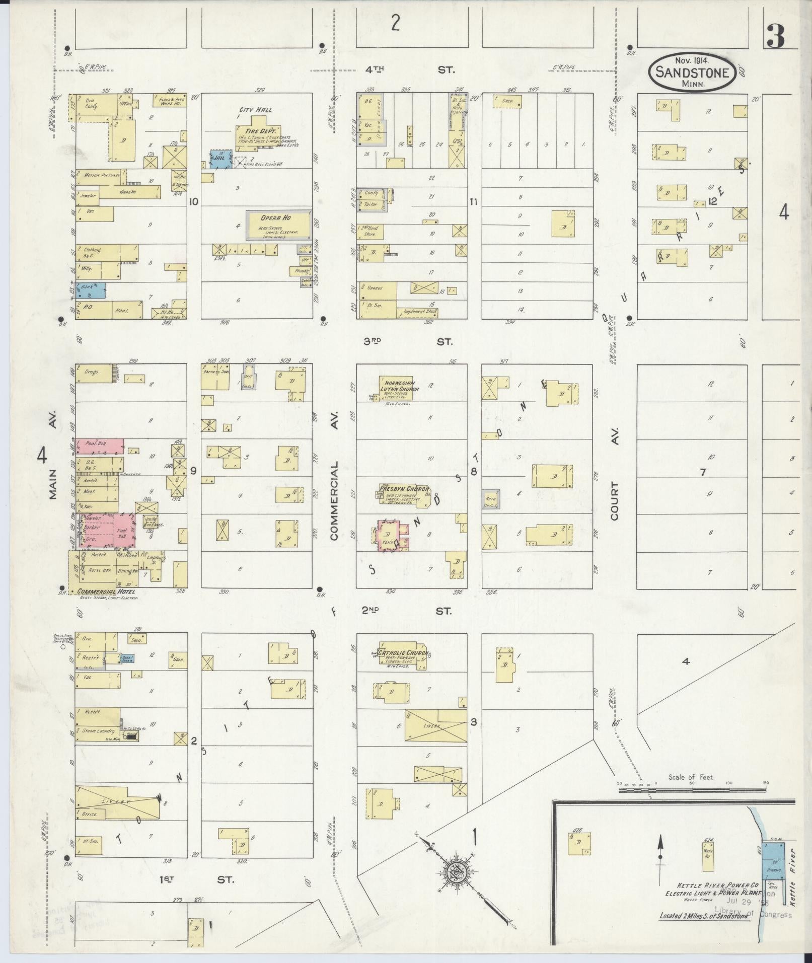 Sanborn Fire Insurance Map from Sandstone, Pine County, Minnesota (1914), Sheet #0003 - Complete Map Set gallery image, historic Sanborn map, vintage wall art, Minnesota Minnesota
