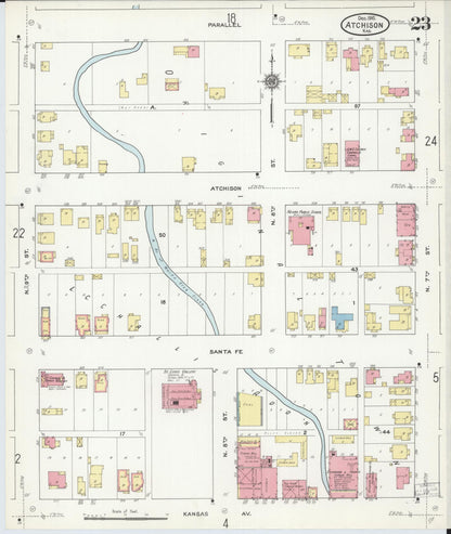 Sanborn Fire Insurance Map from Atchison, Atchison County, Kansas (1910), Sheet #0023 - Complete Map Set gallery image, historic Sanborn map, vintage wall art, Kansas Kansas