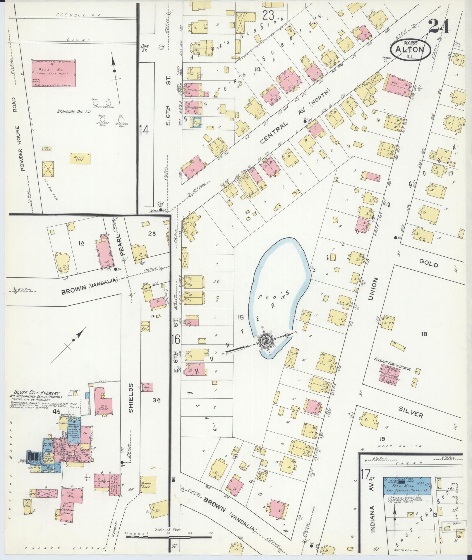 Sanborn Fire Insurance Map from Alton, Madison County, Illinois (1915), Sheet #0024 - Historic Sanborn Fire Insurance Map Print, vintage old map wall art, antique decor, genealogy gift, Illinois Illinois map