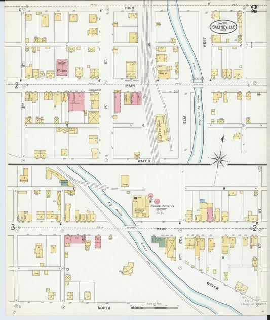 Sanborn Fire Insurance Map from Salineville, Columbiana County, Ohio (1902), Sheet #0002 - Historic Sanborn Fire Insurance Map Print, vintage old map wall art, antique decor, genealogy gift, Ohio Ohio map
