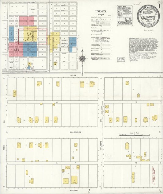 Sanborn Fire Insurance Map from Calipatria, Imperial County, California (1922), Sheet #0001 - Complete Map Set gallery image, historic Sanborn map, vintage wall art, California California