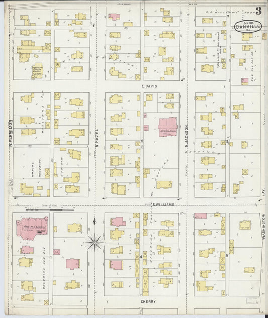 Sanborn Fire Insurance Map from Danville, Vermilion County, Illinois (1895), Sheet #0003 - Historic Sanborn Fire Insurance Map Print, vintage old map wall art, antique decor, genealogy gift, Illinois Illinois map