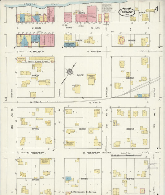 Sanborn Fire Insurance Map from Durand, Pepin County, Wisconsin (1916), Sheet #0004 - Historic Sanborn Fire Insurance Map Print, vintage old map wall art, antique decor, genealogy gift, Wisconsin Wisconsin map