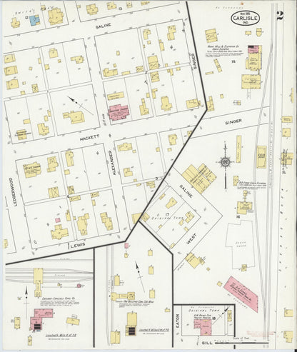Sanborn Fire Insurance Map from Carlisle, Sullivan County, Indiana (1915), Sheet #0002 - Historic Sanborn Fire Insurance Map Print, vintage old map wall art, antique decor, genealogy gift, Indiana Indiana map
