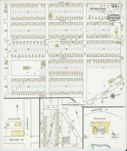 Sanborn Fire Insurance Map from Bogalusa, Washington Parish, Louisiana (1919), Sheet #0014 - Historic Sanborn Fire Insurance Map Print, vintage old map wall art, antique decor, genealogy gift, Louisiana Louisiana map