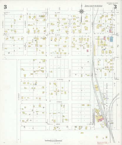Sanborn Fire Insurance Map from Waterville, Le Sueur County, Minnesota (1937), Sheet #0003 - Complete Map Set gallery image, historic Sanborn map, vintage wall art, Minnesota Minnesota