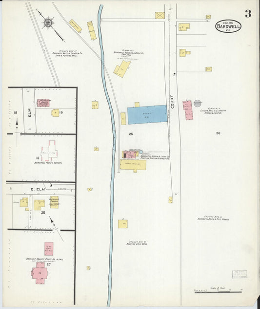 Sanborn Fire Insurance Map from Bardwell, Carlisle County, Kentucky (1915), Sheet #0003 - Historic Sanborn Fire Insurance Map Print, vintage old map wall art, antique decor, genealogy gift, Kentucky Kentucky map