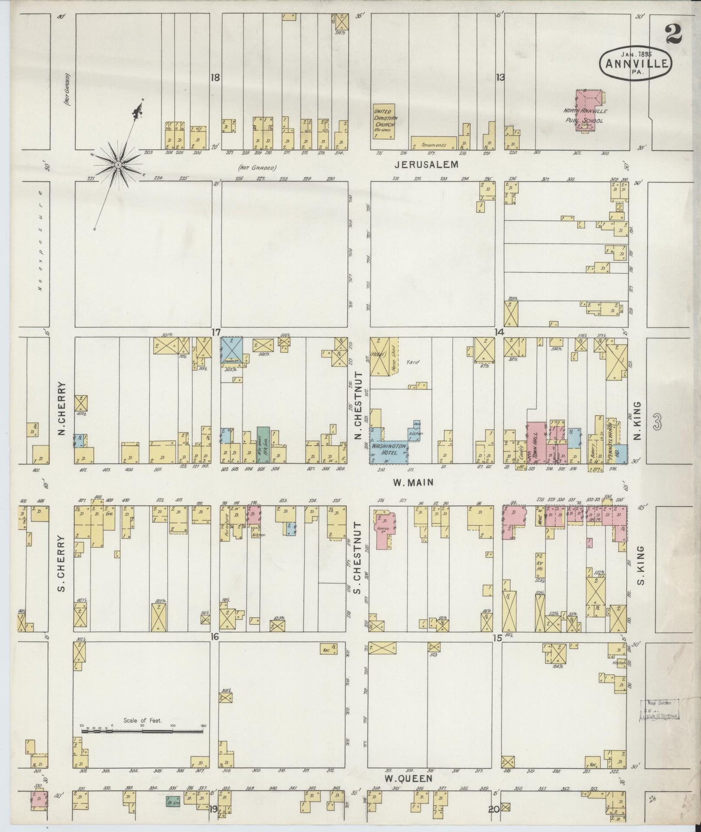 Sanborn Fire Insurance Map from Annville, Lebanon County, Pennsylvania (1895), Sheet #0002 - Complete Map Set gallery image, historic Sanborn map, vintage wall art, Pennsylvania Pennsylvania