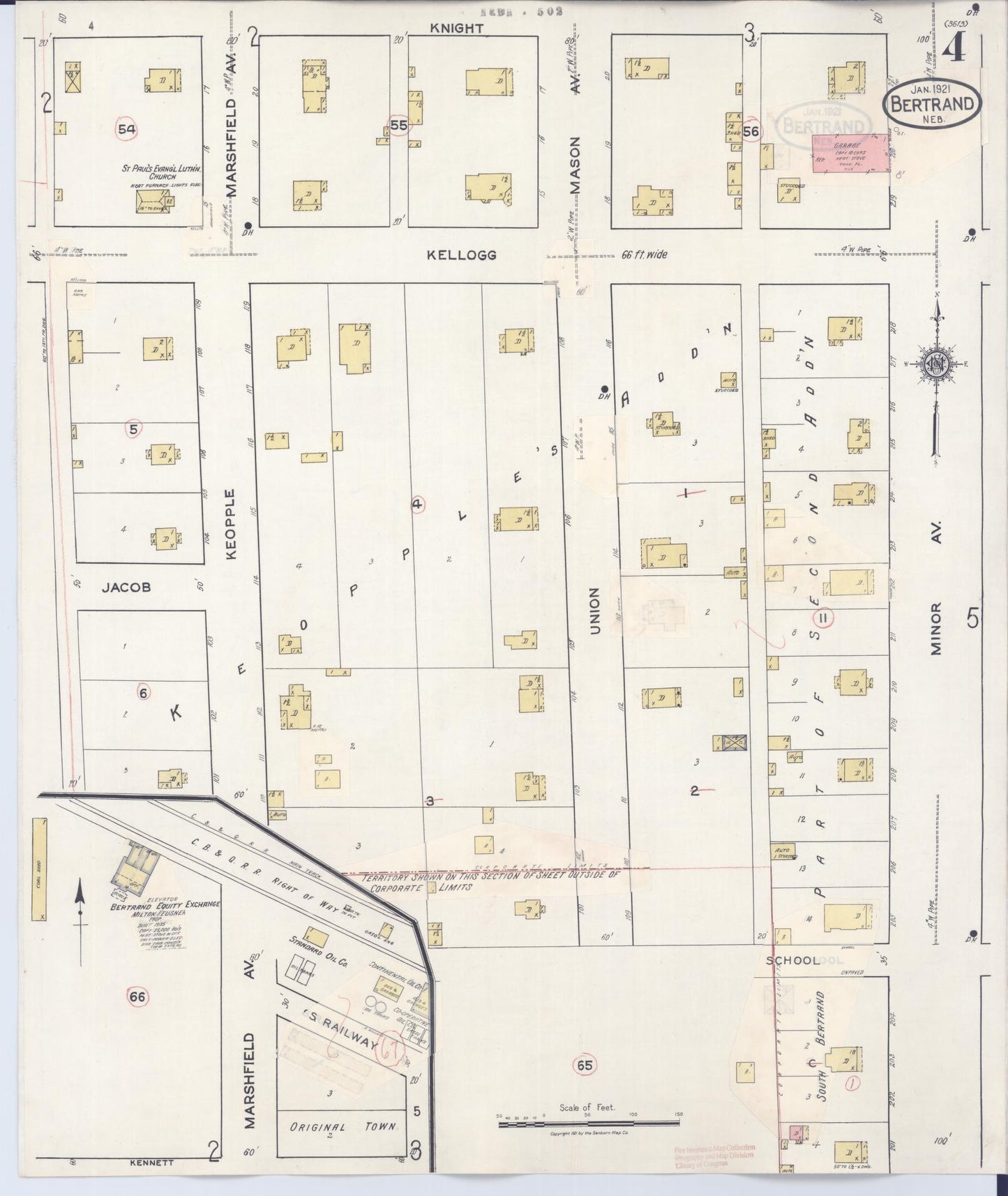 Sanborn Fire Insurance Map from Bertran, Phelps County, Nebraska (1936), Sheet #0004 - Historic Sanborn Fire Insurance Map Print, vintage old map wall art, antique decor, genealogy gift, Nebraska Nebraska map